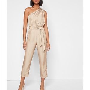 Draped One Shoulder Belted Jumpsuit